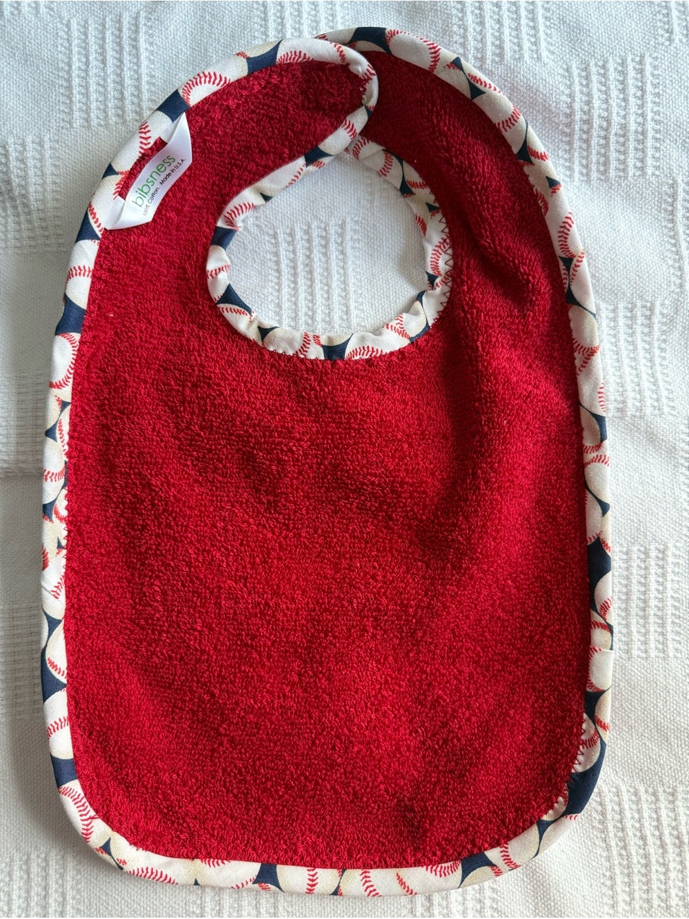 Red Baseball Print Baby Bib